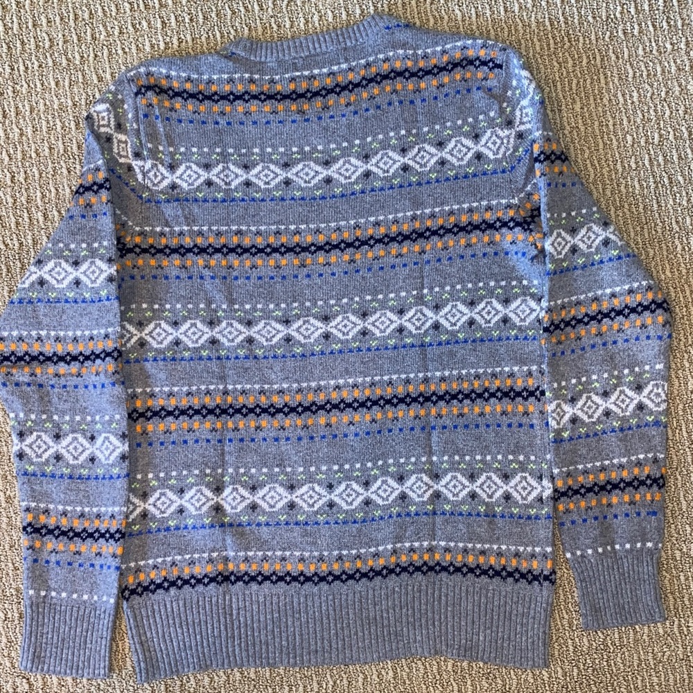 American Eagle Patterned Gray Striped Sweater - M - image 3
